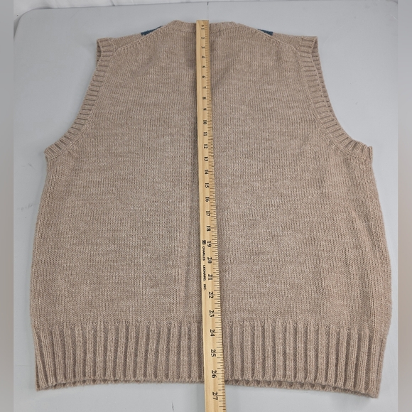 Boundry Waters Argyle Knit V-Neck Sweater Vest Beige Blue Size XL CD-3267 - Picture 6 of 6